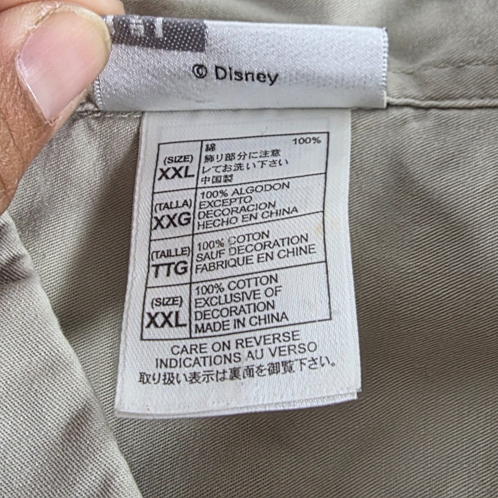 Walt Disney World Men's Size XXL Mickey Mouse Khaki Button Down Last Disney Tag - Picture 7 of 11